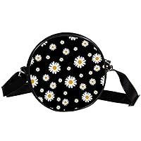 Beautiful Ditsy Floral Circle Shoulder Bags Cell Phone Pouch Crossbody Purse Round Wallet Clutch Bag For Women With Adjustable Strap