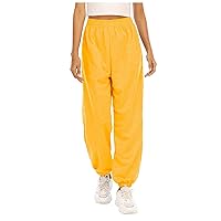 Womens Baggy Sweatpants High Waisted Workout Active Joggers Pants Solid Comfy Cotton Cinch Bottom Running Track Pant