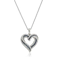 Thegoldencrafter Heart Pendant Round Shape Blue & White Diamond Heart Necklace/Chain Necklace 14K White Gold Plated Handmade Jewelry