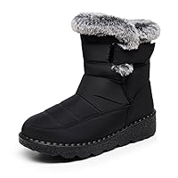 Women Men Lightweight Snow Boots Winter Anti-Slip Ankle Booties Waterproof Slip On Warm Fur Lined Sneaker