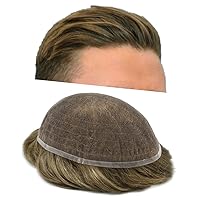 Full Soft French Lace Mens Toupee Hairpiece Toupee for Men Hair System European Human Hair Replacement Light Density Hair Prosthesis 7X9