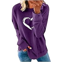 TUNUSKAT Womens Crewneck Sweatshirt Fall Fashion 2023 Heart Graphic Tunic Pullover Loose Long Sleeve Tops Casual Soft Shirts