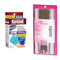 Kerasal Intensive Foot Repair 1 Oz, Zen Toes Moisturizing Gel Socks Pair, Swisspers Premium Cotton Swabs 300 Count