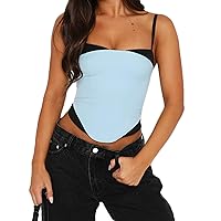 Women Sexy Sleeveless Crop Tank Top Lace Patchwork Cropped Going Out Tank Camisoles Strappy Y2K Cami Vest Shirts Tops
