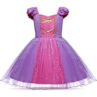 Dressy Daisy Princess Costume Fancy Sparkle Tulle Dress Up for Toddler Girls, Halloween Birthday Party Outfit Purple