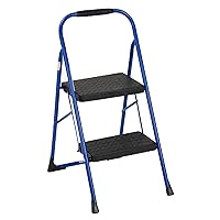 COSCO 2-Step Big Step, Steel Step Stool with Rubber Hand Grip, Blue