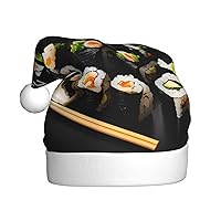 Japanese Sushi Black Christmas Hat, Winter Snow Beanie for Xmas Party, Ideal Christmas & New Year Gifts, Festive Holiday Hat for Adults