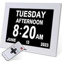 9 inch Digital Day Dementia Clock for Seniors, Extra Large Bold Display Medication Reminders Calendar Clock with Day of The Week, Date Time for Elderly Alzheimers Memory Loss,White
