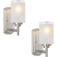 Sconces Wall Lighting Set of Two Bathrooom Vanity Light Brushed Nickel 2 Pack Modern Wall Light Fixtures with Frosted Glass Shade for Porch Bedroom Hallway