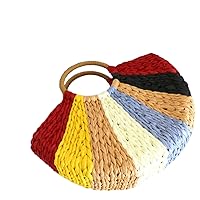 Beach Shoulder Bag Brand Straw Woven Tote Bag for Women Women Summer Raffia Woven Travel Basket Straw Tote (b-colorful)
