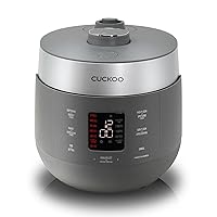 CUCKOO HP Twin Pressure Rice Cooker 16 Menu Options: White, GABA, Veggie, Porridge, & More, Fuzzy Logic Tech, Energy Saving, 10 Cups / 2.5 Qts. (Uncooked) CRP-ST1009F Gray, Stainless Steel Feature