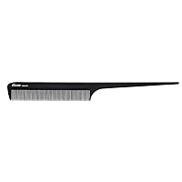 Diane Ionic Rat Tail Comb – Anti-Static Fine Tooth Comb and Hair-Cutting, Styling Tool for Women, Men, Hair Stylists, Barbers with Long Thin Handle, Black, 8 Inches, DBC043