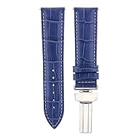 18mm Leather Watch Band Strap Compatible with Rolex Deployment Clasp Black Ws