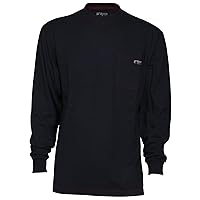 Flame Resistant FR Long Sleeve Work Shirt, FR Cotton T-Shirt, Navy, Large