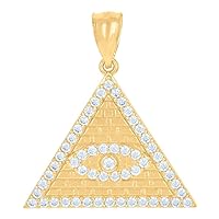 10k Yellow Gold Mens CZ Cubic Zirconia Simulated Diamond Good Luck Evil Eye Pyramid Egyptian Charm Pendant Necklace Measures 24.6x21.7mm Wide Jewelry for Men
