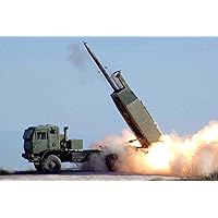 24x36 gallery poster, M142 HIMARS launching a GMLRS rocket at the White Sands Missile Range in 2005