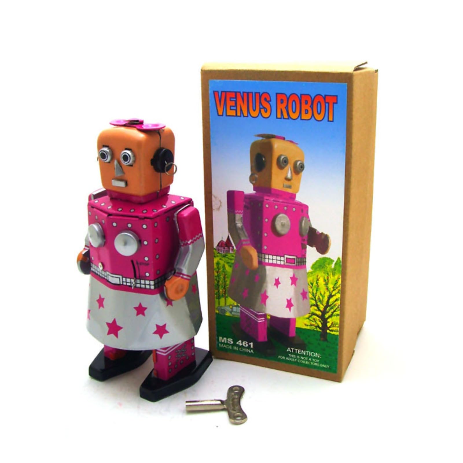 Charmgle Venus Robot Retro Tin Toy Novelty Gift Tin Robot Wind-Up Toy Party Favor Bar Clothing Shop Home Decoration Adult Collection