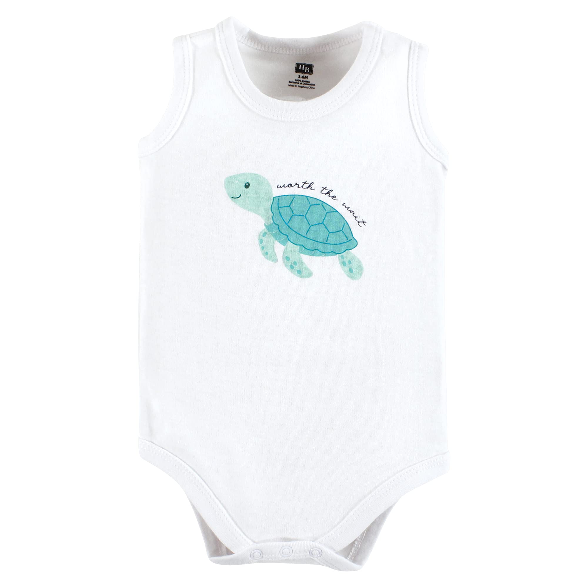 Hudson Baby Unisex Baby Cotton Sleeveless Bodysuits, Sea Turtle, 3-6 Months