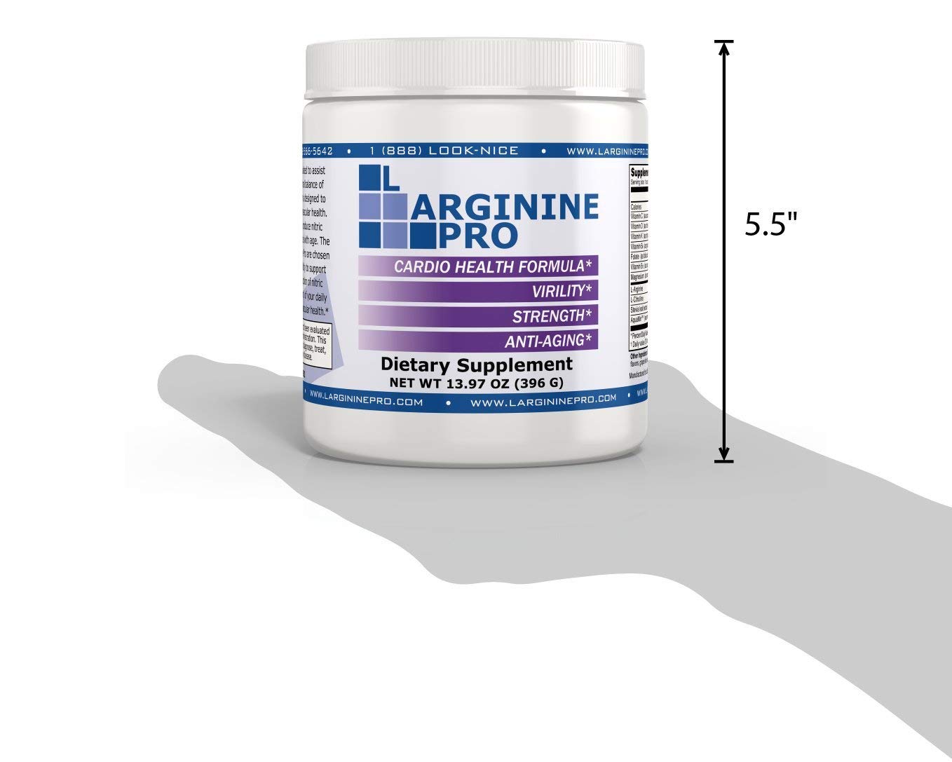 L-ARGININE PRO, L-arginine Supplement - 5,500mg of L-arginine Plus 1,100mg L-Citrulline (Grapeberry / 4 Jars)
