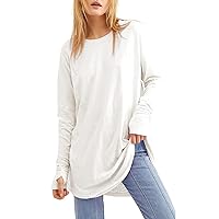 Long Sleeve Workout Tops for Women Going Out Plus Size Spring Blouses Ladie's Fun Long Sleeve Fit Plain Soft Scoop Neck Top Teen Girls White Womens Shirts Blouses for Women XX-Large