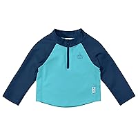 i Play. by Green Sprouts Long Sleeve Zip Rash Guard Shirt | Quick-Dry, UPF 50+ Sun Protection | Half-Zip for Easy On-and-Off
