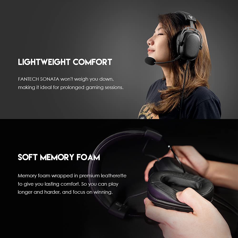 Fantech Sonata MH90 All-Platform Gaming Headset, 53mm Driver Headphone for PC, Playstation 4 5, Xbox One S X, Nintendo Switch, VR, Android, and iOS, Black