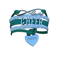Sportybella Cheer Charm Bracelet- Girls Infinity Love Adjustable Cheerleading Jewelry in Team Colors For Cheerleaders