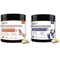 Glucosamine for Dogs, Hip and Joint Supplement，Probiotics for Dogs, 6 Billion CFUs, Freeze Dried Dog Probiotics with Prebiotics and Digestive Enzymes