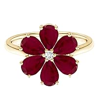 Flower Ring!! Nature Inspired 7X5 MM Pear Shape Red Ruby Gemstone 925 Sterling Silver Cocktail Anniversary Ring