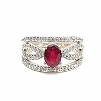 Designer Red Ruby Ring Cubic Zirconia Ring 925 Solid Sterling Silver Jewelry For Her Designer Ring Gemstone Jewellery For Her Gifts For Women's and Girls