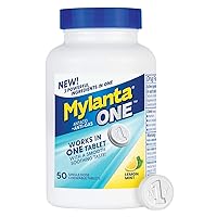 Mylanta One Single Dose Chewable AntacidAntigas Tablets, White, Lemon Mint, 50 Count