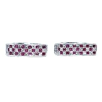 Studs For Girls Diamond Ruby Gemstone Earrings For Woman Sterling Silver