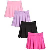 RBX Girls' Active Skirt - 4 Pack Pleated Athletic Performance Scooter Skort - Tennis Golf Skirt with Bike Short Lining (5-12)