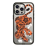 CASETiFY Impact iPhone 15 Pro Max Case [4X Military Grade Drop Tested / 8.2ft Drop Protection/Compatible with Magsafe] - Animal Prints - Fierce Tiger - Clear Black