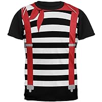 Old Glory Halloween French Mime Costume All Over Mens Black Back T Shirt Multi 2XL