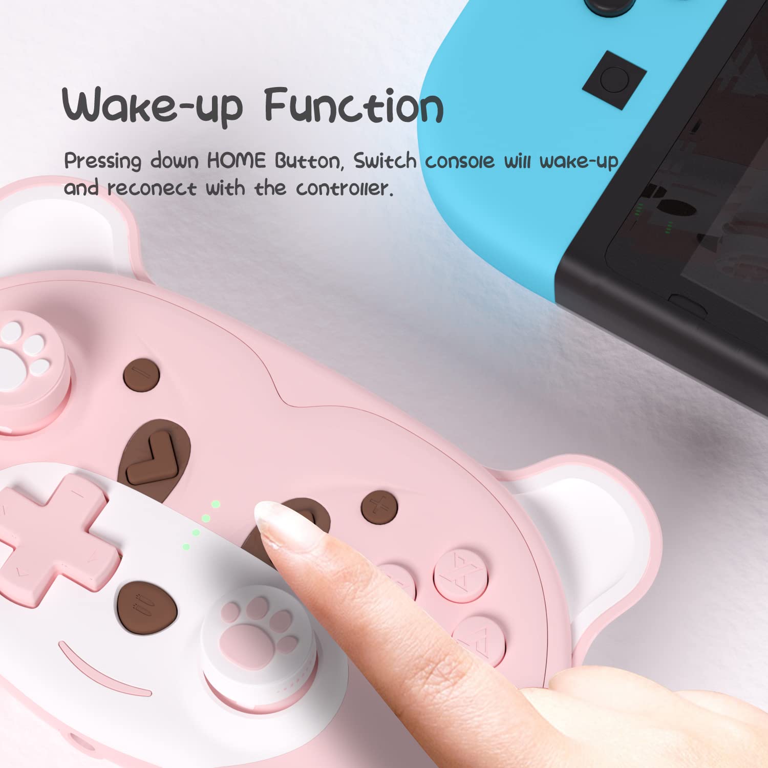 Mytrix Cute Wireless Controller for Switch/Switch Lite/Switch OLED, Pro Controller Wireless Switch Gamepad Bundle with Breathing Light, Macro, Headphone Jack, Turbo-Pink Berry