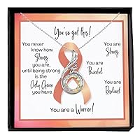 Uterine or Endometrial Cancer Warrior Necklace - Gift for Support, Fighter, Survivor - Peach Ribbon Awareness - Jewelry for Post-Surgery, Chemo Patient