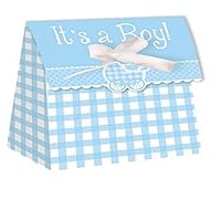 Creative Converting Baby Shower Boy Gingham 12 Count Die Cut Favor Bags -