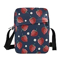 ALAZA Strawberry Flower Crossbody Bag Small Messenger Bag Shoulder Bag with Zipper for Women Men