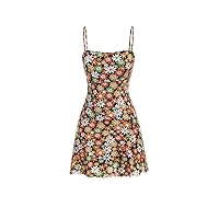 Dresses for Women Floral Print Cami Dress (Color : Multicolor, Size : Small)