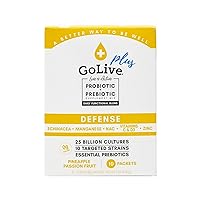 GoLive Immune Defense Sugar-Free Synbiotic (Probiotics + Prebiotics); +25 Billion CFUs; 10 Clinical Strains. Formulated and Recommended by Doctors and Dietitians for Digestion, Metabolism, Immunity.