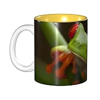 Red Eyes Tree Frogs Print Ceramic Coffee Mugs Tea Cup 11.5 Oz Handmade Cup Camper Mug For Men Women