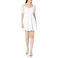 Speechless Women's Short Sleeve Ivory Fit and Flare Party Dress