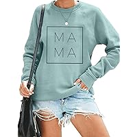 EGELEXY Mama Sweatshirt Women Funny Letter Print Mom Life Blouse Tops Casual Long Sleeve Pullover Tees