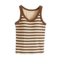 Women's V Neck Sleeveless Tank Tops Yoga Workout Shirts Striped Slim Fit Running T-Shirt Casual Crop Top with Padded