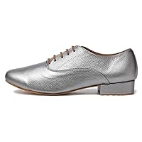 HROYL Men's Standard Latin/Jazz Dance Shoes Leather lace-up Ballroom W-701