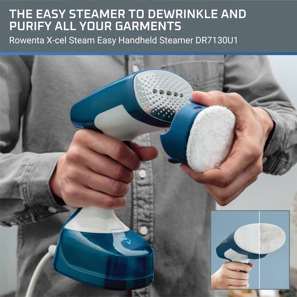 Rowenta X-Cel Easy Steam Handheld Steamer for Clothes 15 Second Heatup, 5 Ounce Capacity 1400 Watts Portable, Ironing, Fabric Steamer, Garment Steamer, Vacation Essentials, Travel Must Have DR7130