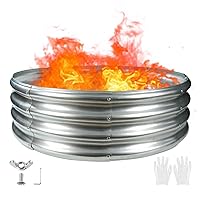 Camp Fire Ring Pit, Large Round Galvanized Steel Fire Pit, Heavy Duty Steel Fire Pit for Backyard, Camping, Bonfire (3x3x1FT)
