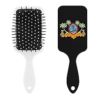 Guam Hibiscus and Plam Tree Funny Air Cushion Hair Brush Paddle Detangler Hairbrush for Men Women Hair Health and Massage Scalp