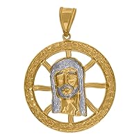 10k Two tone Gold Mens Religious Jesus Medallion Pendant Necklace Jewelry for Men